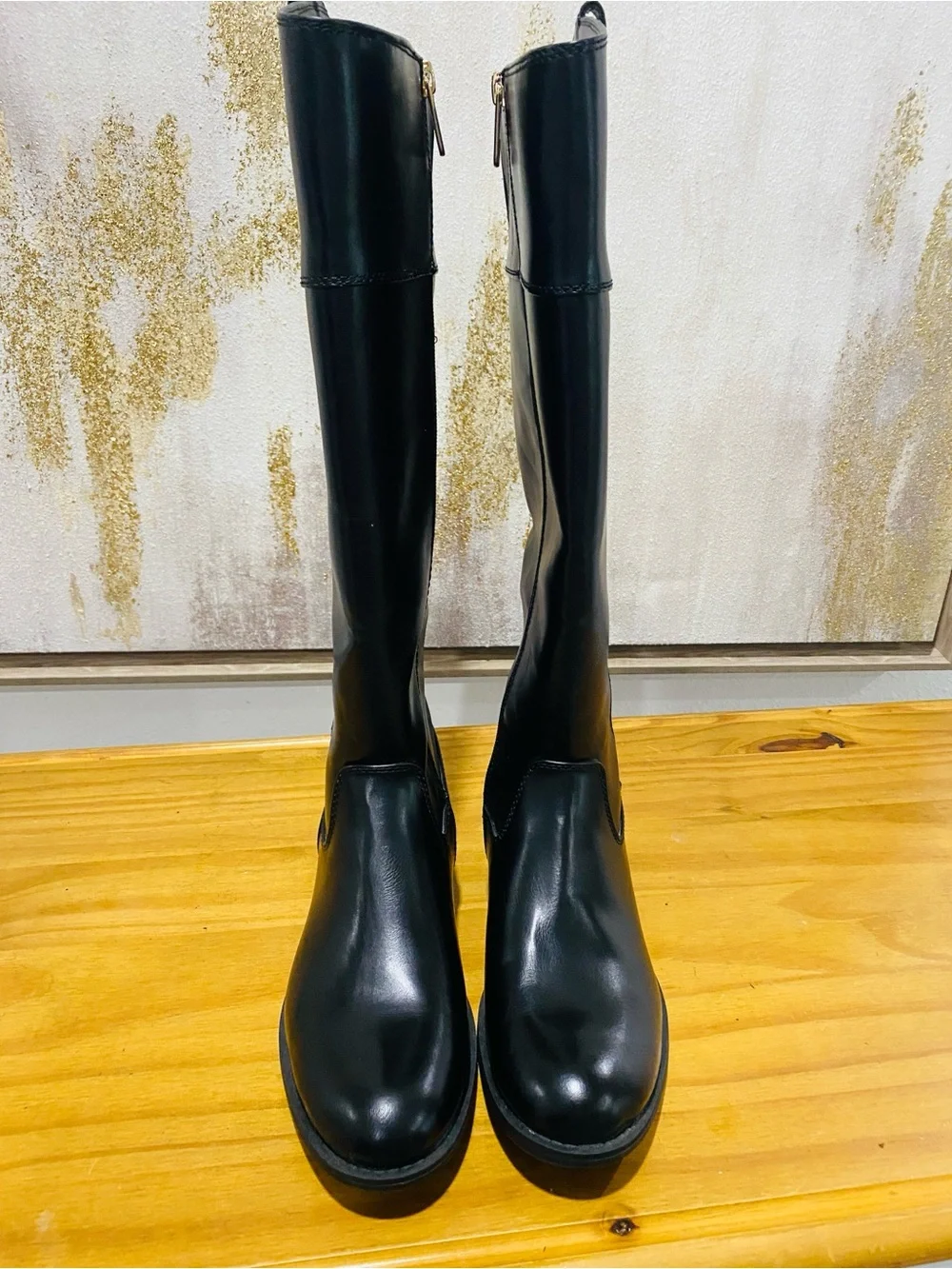 Tommy Hilfiger Black Over-the-Knee Leather Boots Size 6.5